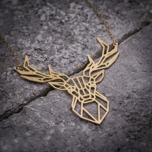 Gold Geometric Deer Necklace